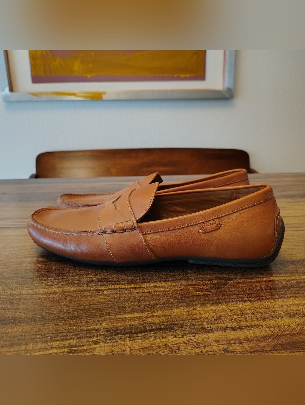Polo Ralph Lauren Reynold Penny Loafers Mens Size 13 Brown Leather Driver Shoe